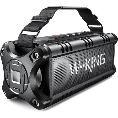 W-KING 50W Bluetooth Speaker, IPX6 Waterproof Loud Portable Speakers Bluetooth Wireless for Outdoor Indoor with Deep Bass/Bluetooth 5.0/Power Bank/40H Play/TF/AUX/NFC/EQ Black