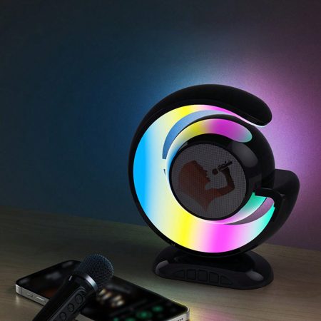 K song Audio Home Colorful Lighting Wireless Microphone Speaker All-in-one Black