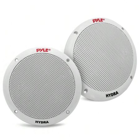 NUTRICHEF Pyle Dual 6.5'' Waterproof Marine Speakers, 2-Way Full Range Stereo Sound, 400 Watt, White White