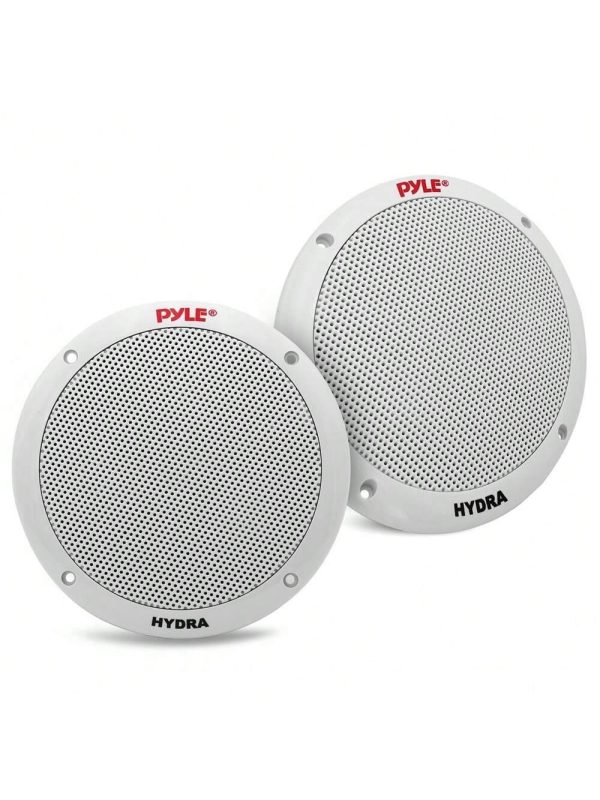 NUTRICHEF Pyle Dual 6.5'' Waterproof Marine Speakers, 2-Way Full Range Stereo Sound, 400 Watt, White White