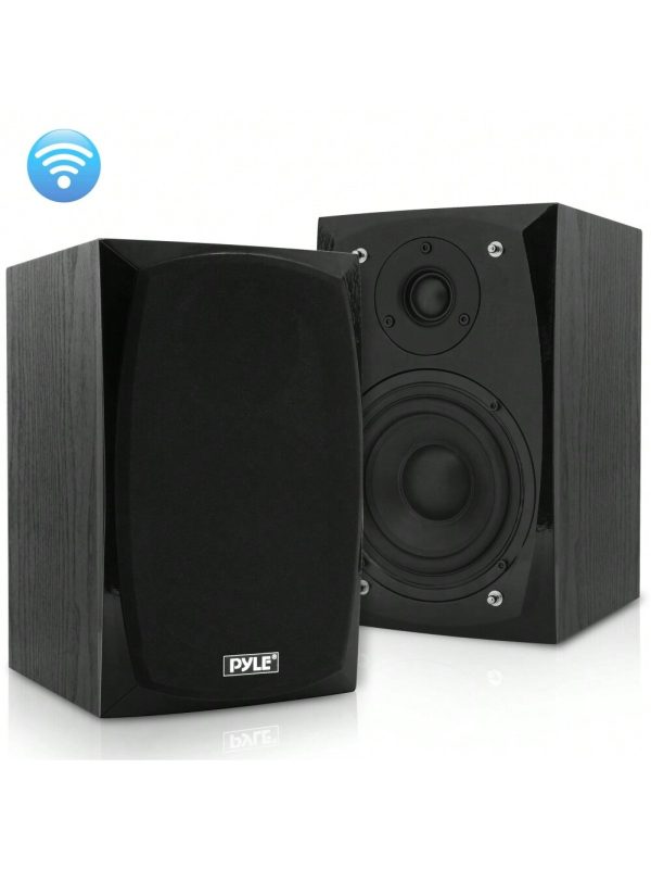 NUTRICHEF Pyle Desktop Bluetooth Bookshelf Speakers - HiFi Studio Monitor Computer Desk Stereo Speaker System (300 Watt MAX) Black