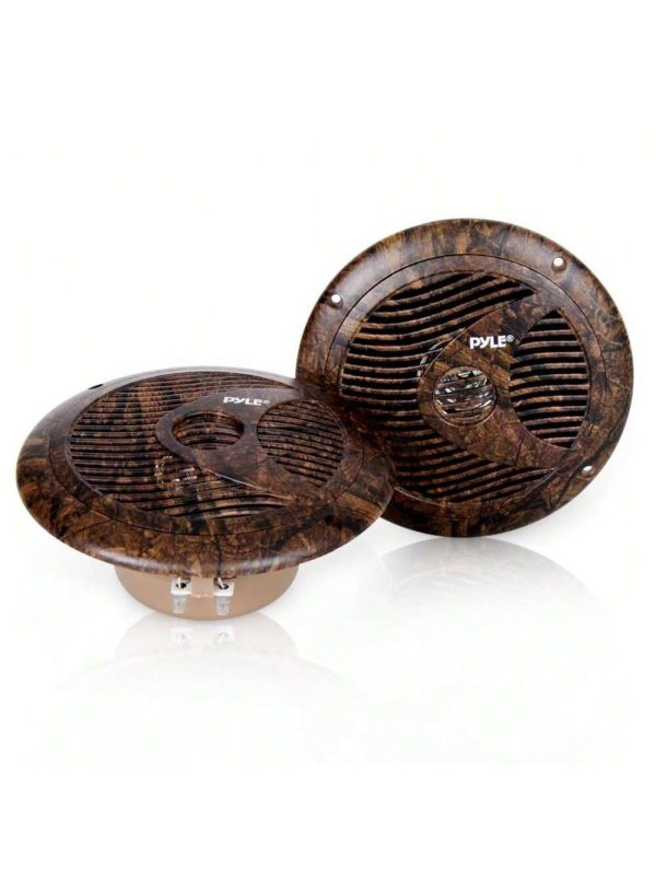 NUTRICHEF Pyle Dual 6.5'' Waterproof Marine Speakers, Full Range Stereo Sound, Camo / Hunting Style, 150 Watt (Pair) Brown