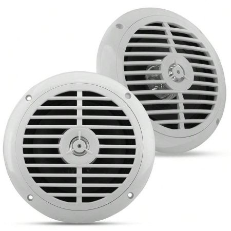 NUTRICHEF Pyle Dual 6.5'' Waterproof Marine Speakers, Full Range Stereo Sound, 120 Watt, White White