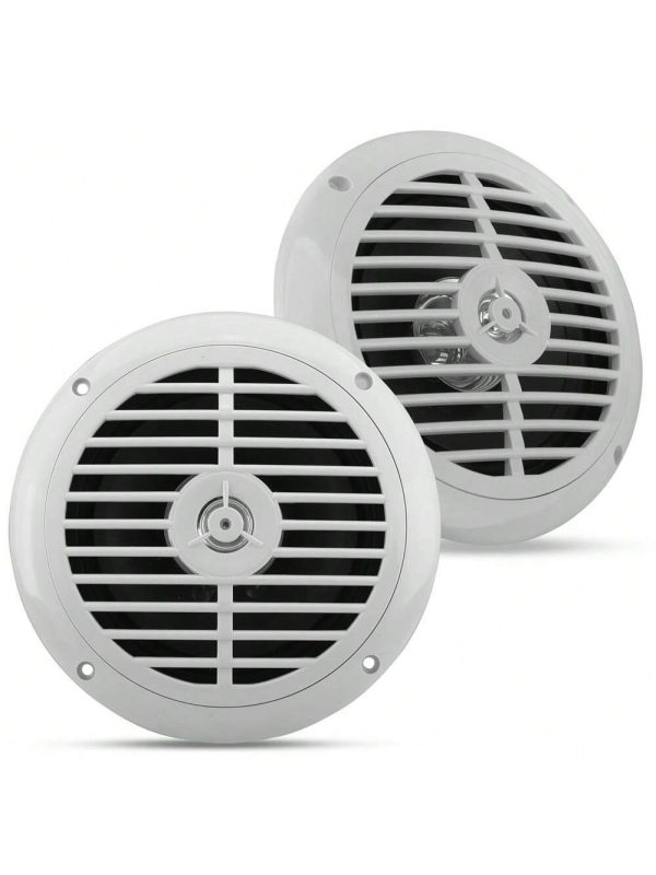 NUTRICHEF Pyle Dual 6.5'' Waterproof Marine Speakers, Full Range Stereo Sound, 120 Watt, White White