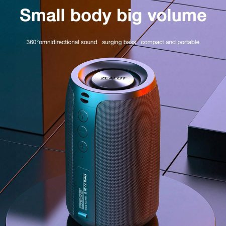 ZEALOT Portable Wireless Speakers, Waterproof Speaker IPX5, 10W Mini Wireless Speaker 5.0, S32 Up To 12H Playtime, 1800mAh Battery, Stereo Pairing, MIC/TF Card/USB/AUX For Home/Outdoor Competible For IOS Andriod Multicolor