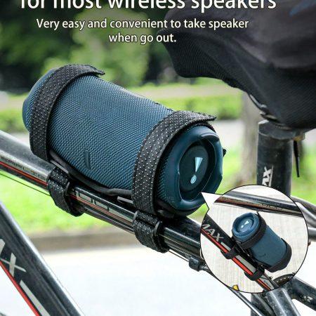 Universal Bluetooth Speaker Bike Mount Strap - Upgraded Silicone Buckle Holder For  Charge 4/Charge 5,  Flip 5/Flip 6, UE Boom 3, Bushnell Wingman View Golf,  SRS-XB23, Doss SoundBox Pro And More Black