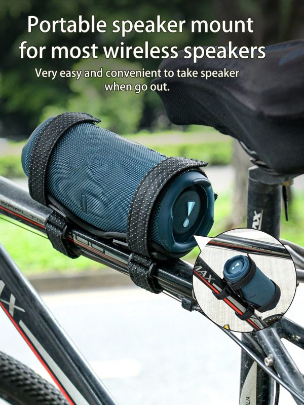 Universal Bluetooth Speaker Bike Mount Strap - Upgraded Silicone Buckle Holder For  Charge 4/Charge 5,  Flip 5/Flip 6, UE Boom 3, Bushnell Wingman View Golf,  SRS-XB23, Doss SoundBox Pro And More Black