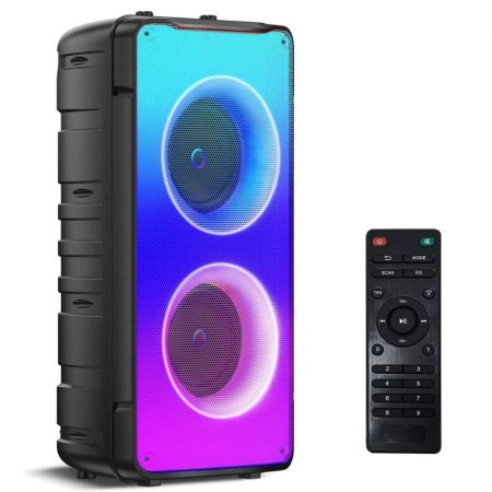 Bluetooth Speakers, 60W(80W Peak) Portable Loud Wireless Stereo Speaker With Rich Bass, Bluetooth 5.0, FM Radio, Colorful Light, TWS Pairing, EQ, 10000mAh Battery, Outdoor Speaker For Home Party Gift Black