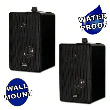 Acoustic Audio 251B Indoor Outdoor 3 Way Speakers 400 Watt Black Pair Black