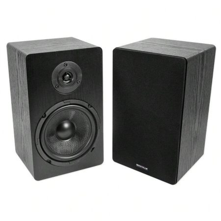 2) Rockville RockShelf 68B 400w Black 6.5" Home Theater Bookshelf Speakers/8 Ohm Black