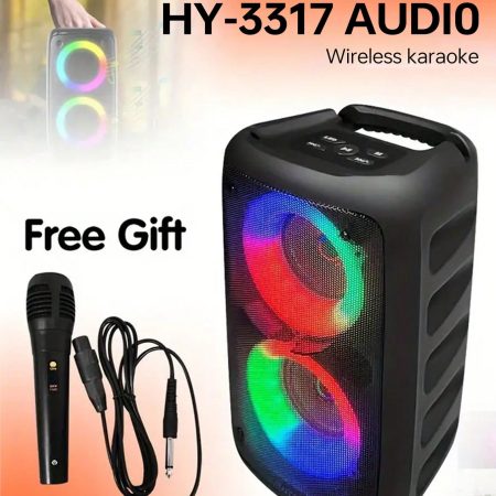 kinglucky Kinglucky 3317 Speaker Portable Wireless Speaker With Lights Loud Big Speaker Boombox For Outdoor Sport Home Party Rechargeable Karaoke Machine Support TWS/Stand Holder/AUX/USB/TF Card/MIC Black