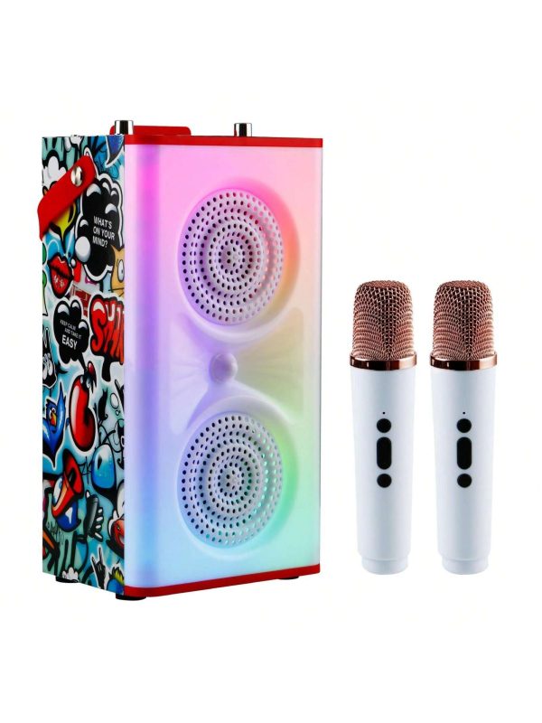 KBQ Kids Karaoke Machine With 2 Microphones, Bluetooth Portable Wireless Karaoke Speaker Player Home Karaoke System For Children And Adults Red