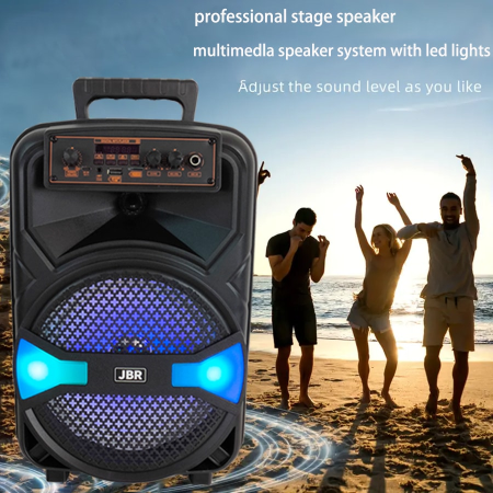 20W Wireless Speaker, 8-Inch Wireless Speaker, Home Party Speaker, Square Wireless Playback Speaker, Air Permeable Adjustable RGB Lighting, Music Party, Support USB/AUX/TF/FM, Support TWS Black